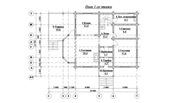 Проект дома КД-10 план 1 этажа